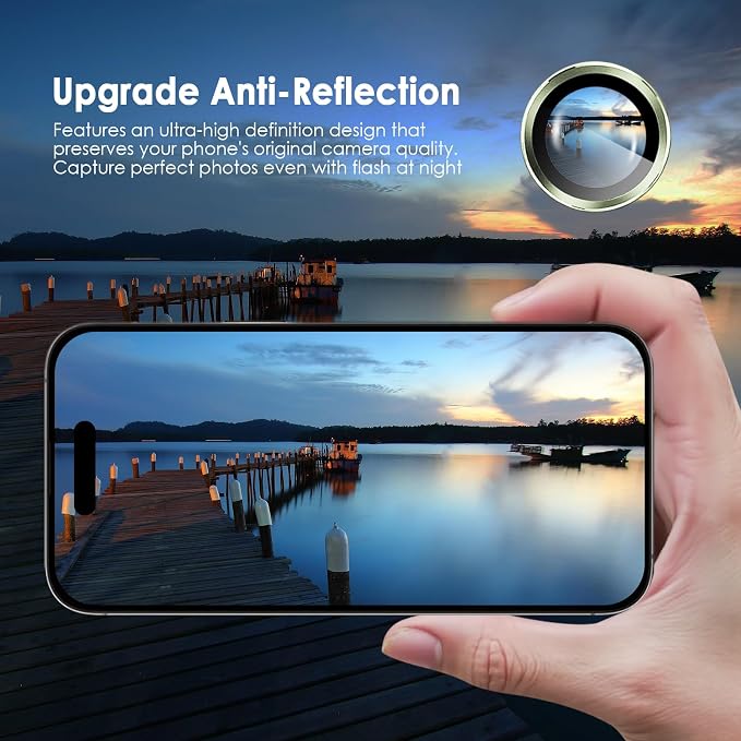 Camera Lens Protector for iPhone 17, Green | AR+AF, 9H Tempered Glass, Individual Metal Ring, Anti Glare, Fall Protection, Camera Screen Cover - Image 5