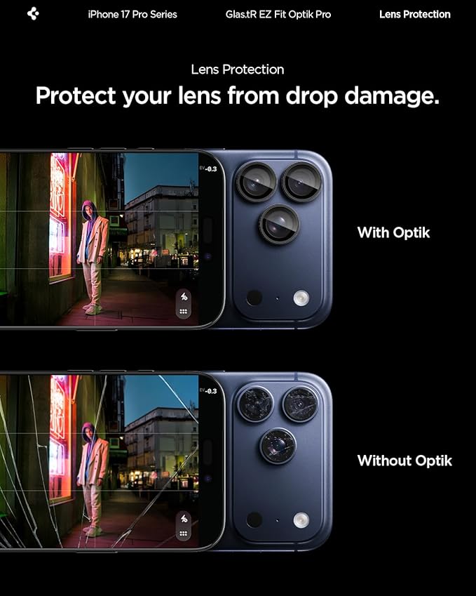 Spigen GlasTR EZ Fit Optik Pro Camera Lens Protector, White Titanium, 2 Pack | GlasTR EZ Fit Optik Pro, 9H+ Tempered glass, Scratch resistant, Auto-align tray, Original photo quality, Case-friendly, 2Pack - Image 6