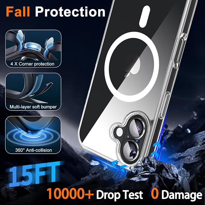 for iPhone 16 Plus Case Clear with Privacy Screen Protector | Full Camera Protection, Magnetic, Compatible with MagSafe, Shockproof Phone Cover for iPhone 16Plus Transparent - Image 5