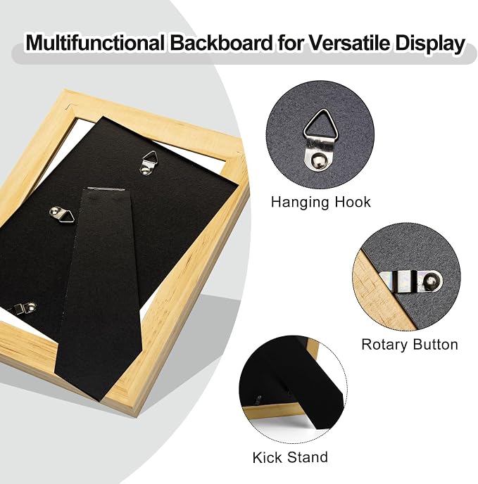 5x7 Picture Frame in Nature with Gold Beaded Border, Pine Wood with Real Glass, Display 5x7 Photos Matted to 4x6, Vertical and Horizontal Desk Tabletop or Wall Hanging - Image 5