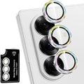 for Samsung Galaxy Z Fold 7 Camera Lens Protector, Individual Metal Ring Tempered Glass Lens Cover, [Strong Adsorption] Scratch Resistant Ultra-Thin HD Clear Lens Cover, 1 Set-Colorful Sparkly by Btscase