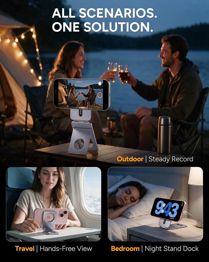 1ST IDEA for MagSafe Tripod Stand Ultra-Thin 0.23" | Aluminum Alloy Magnetic Tripod for iPhone, Flexible 20x Magnet Phone Stand Gift Accessories for Women Men for iPhone 17 16 15 14 13 12 Series - Image 5