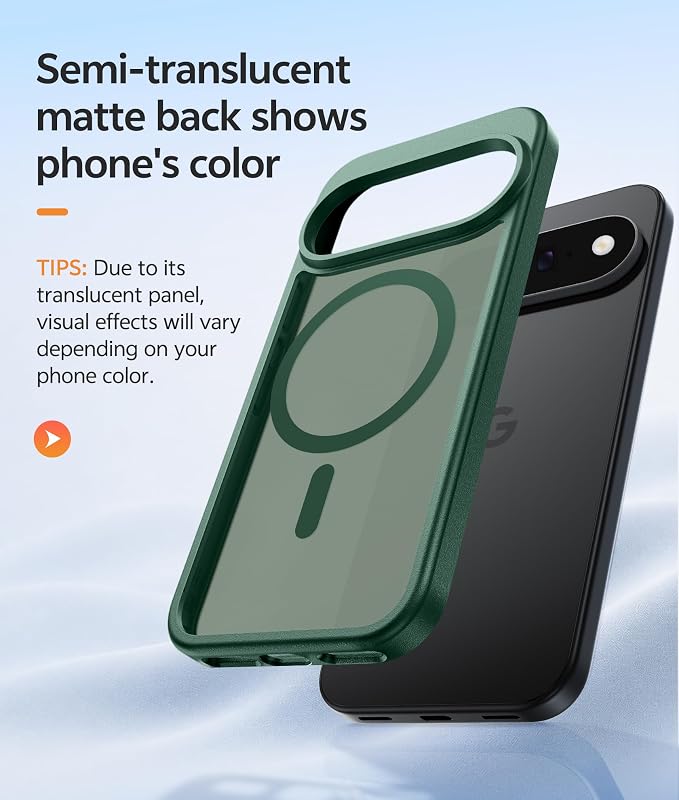 FNTCASE for Google Pixel 11 Pro XL Case, Fit for Magsafe, Screen Protector | Translucent Matte Magnetic Back, 14FT Military Grade Drop Protection, Shockproof Protective Phone Cover, Green - Image 5