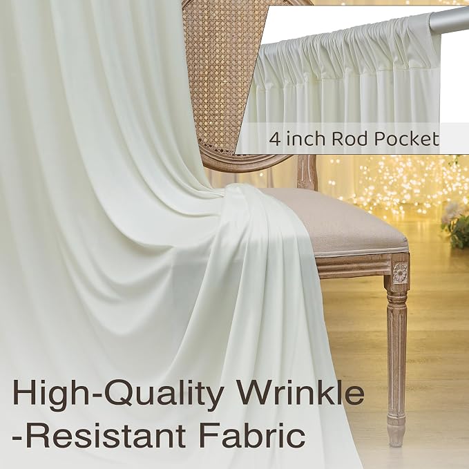 50ftx10ft Wrinkle Free Ivory Backdrop Curtains for Parties, 10 Panels 5x10ft Silky Polyester Photo Backdrop Drapes Back Drop Cloth Drapery for Wedding Birthday Photography Background - Image 4