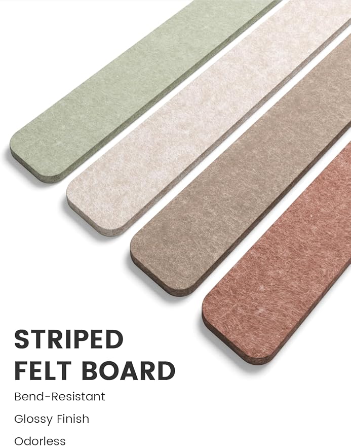 Fluxynara 13" x 2" Felt Wall Panels, Boho | 8-Pack Includes 50 Push Pins and Adhesive Tabs for Photos, Notes and Decor in Bedroom Doors, Home Office or Studios - Image 3