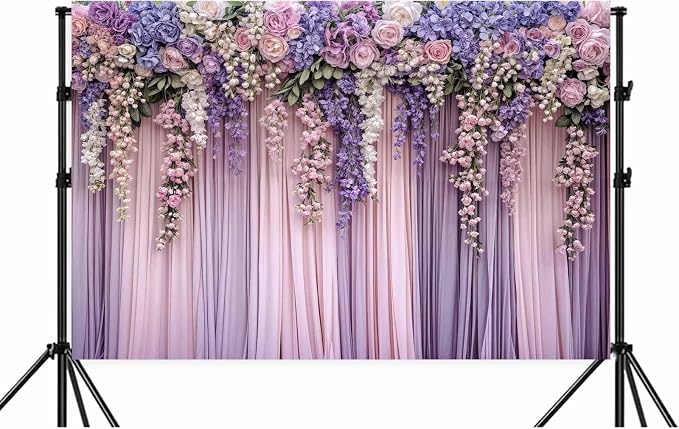 20x10ft Purple Flower Wedding Photography Backdrop Lavender Floral Wedding Bridal Photography Backdrop Anniversary Birthday Baby Shower Girl Party Banner Photo Booth Props Background Wall Decor - Image 7