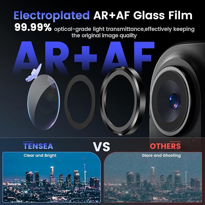 Tensea for iPhone 17 Camera Lens Protector, Camera Cover Screen Protector | Metal Individual Ring with 9H Tempered Glass for iPhone 17 6.3inch, HD Clear, Easy Installation, Full Protection - Image 3