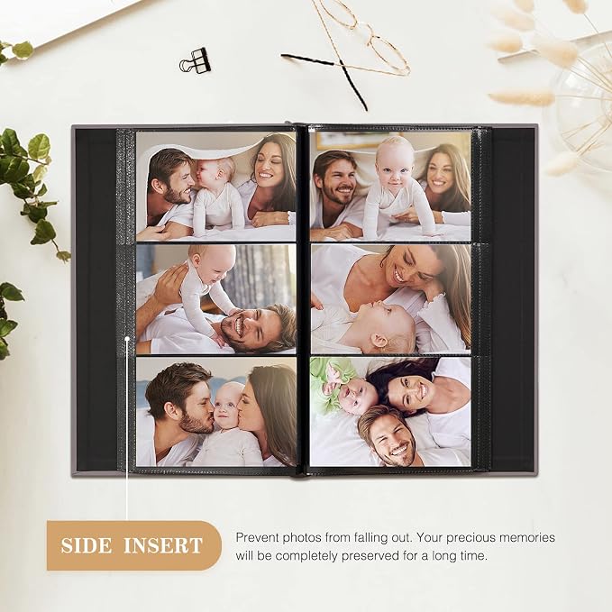 potricher Photo Album 4x6, 300 Pockets, Linen Cover, Black | Small Capacity 4x6 Picture Albums with Horizontal Pockets, 4x6 Photo Book for Family, Wedding, Baby, Anniversary - Image 4