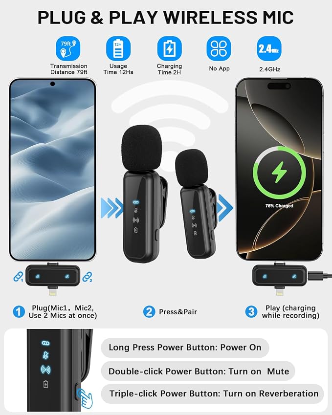 Yeaki Vlogging Kit for iPhone/Android, 71" Selfie Stick Tripod for iPhone with Light, Wireless Remote & Microphone, Adjustable Phone Tripod for TikTok/YouTube Starter Content Creator Essentials Kit - Image 2