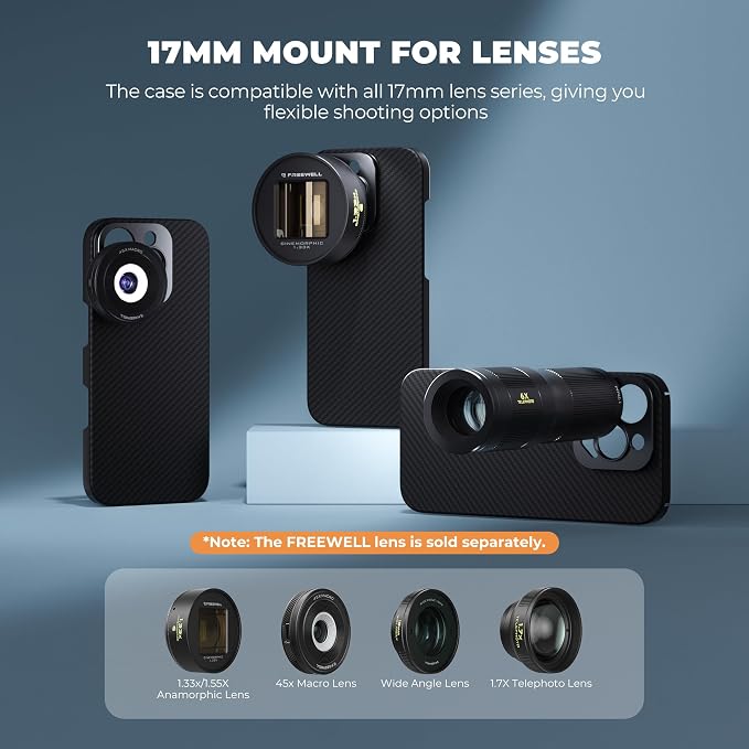 FREEWELL Pro Filmmaker Case for iPhone 16 Pro Max - 17mm Lens & Magnetic Filter Mount Black - Image 3