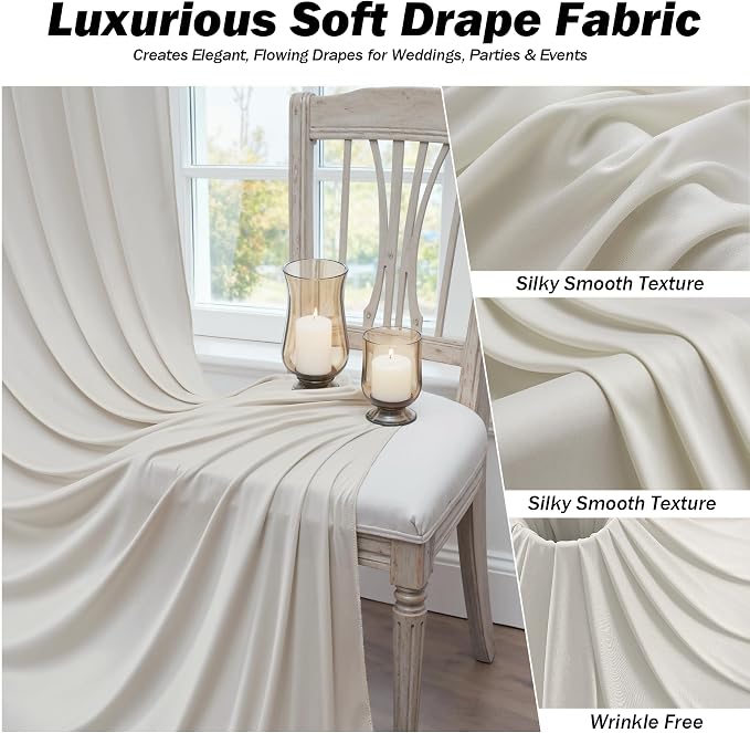 20x12 ft Beige Backdrop Curtains for Weddings Parties, Birthdays and Photos | 4 Panels 5x12 ft, Wrinkle-Free Polyester Drapes, Washable, Ironable, 4 in Rod Pocket for Baby Showers Photography Background - Image 3