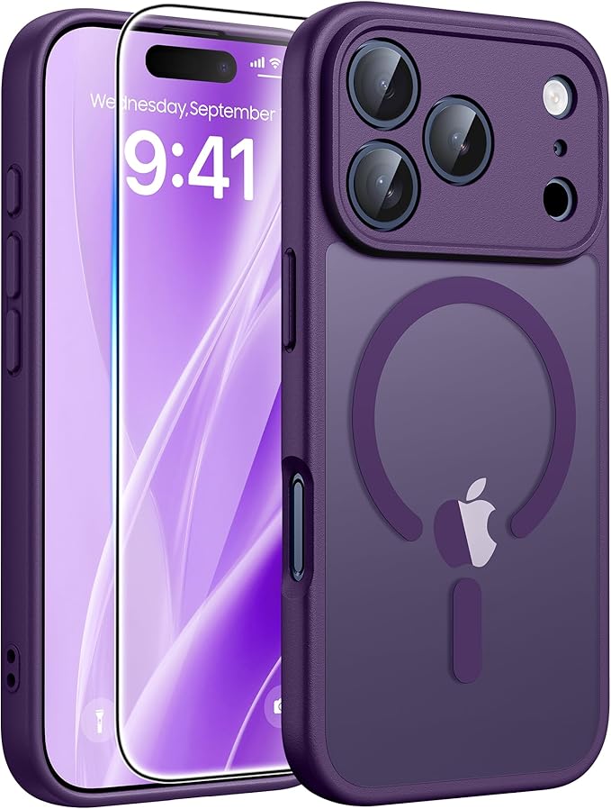 FNTCASE for iPhone 17 Pro Max Case, Fit for Magsafe, Screen Protector | Full Camera Protection, Translucent Matte, 14FT Military Grade Drop Proof, Shockproof Protective Phone Cover, Purple by FNTCASE