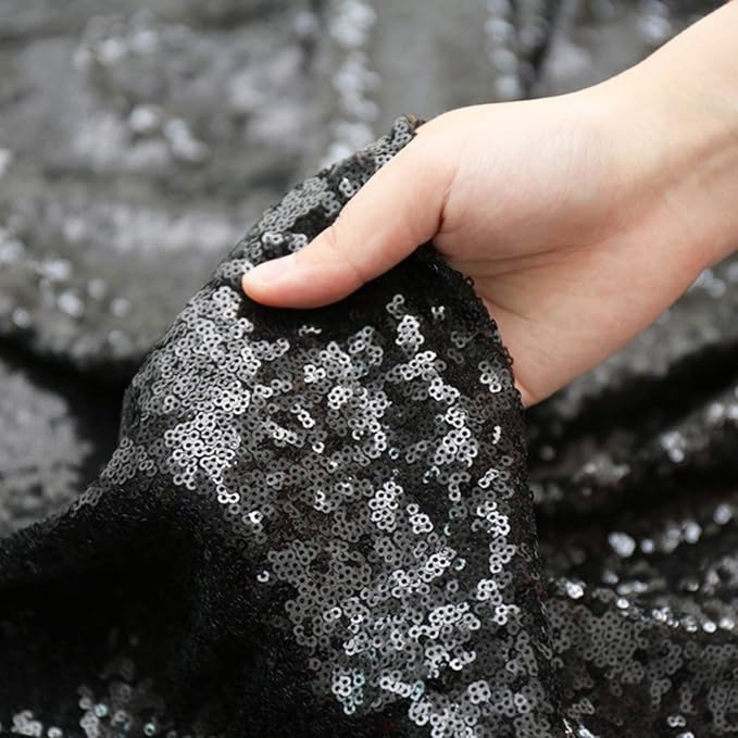 Poise3EHome 8FT x 8FT Black Sequin Backdrop Curtain Photography for Birthday Party Baby Shower Wedding Thanksgiving Holiday Festival Decor - Image 4