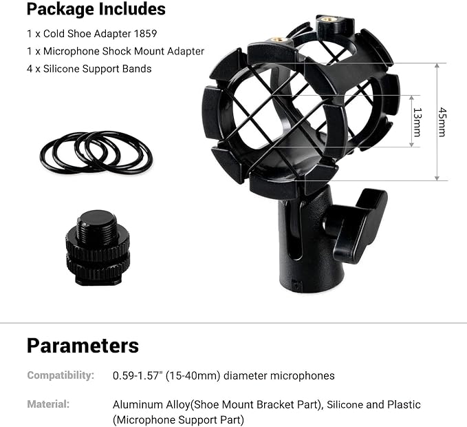SmallRig Microphone Shock Mount Cold Shoe Pinch for Camera Shoe Boompole (Pack of 2) - Image 6