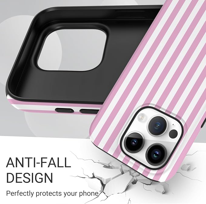 TPU Phone Case for iPhone 15 Pro Max, MagSafe Wireless Charging Compatible, Shockproof Slim Fit Protective Cover with Anti-Yellowing & Raised Camera Protection (Pink Stripe, iPhone 15 Pro Max) - Image 5