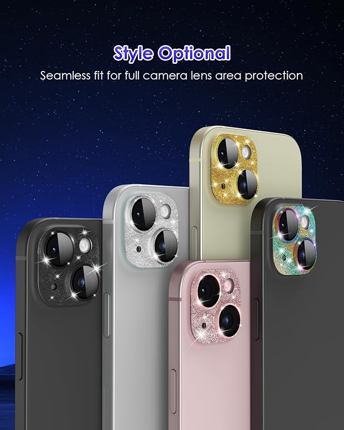 Compatible for iPhone 15/ iPhone 15 Plus/iPhone 14/ iPhone 14 Plus Camera Lens Protector GL-Plus Aluminium Alloy Ring 9H Tempered Glass Screen Camera Cover GL-Silver - Image 6