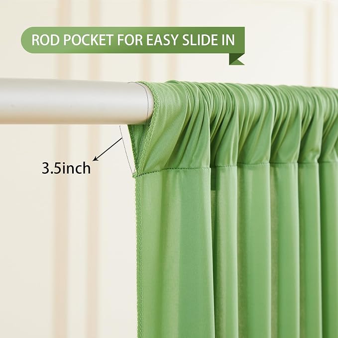 Sage Green Backdrop Curtain 4 Panels-Wrinkle-Free Green Curtains Polyester Photography Drapes for Baby Shower Birthday Party Photo Background Backdrop Stand- 16 X10FT (Sage Green) - Image 4