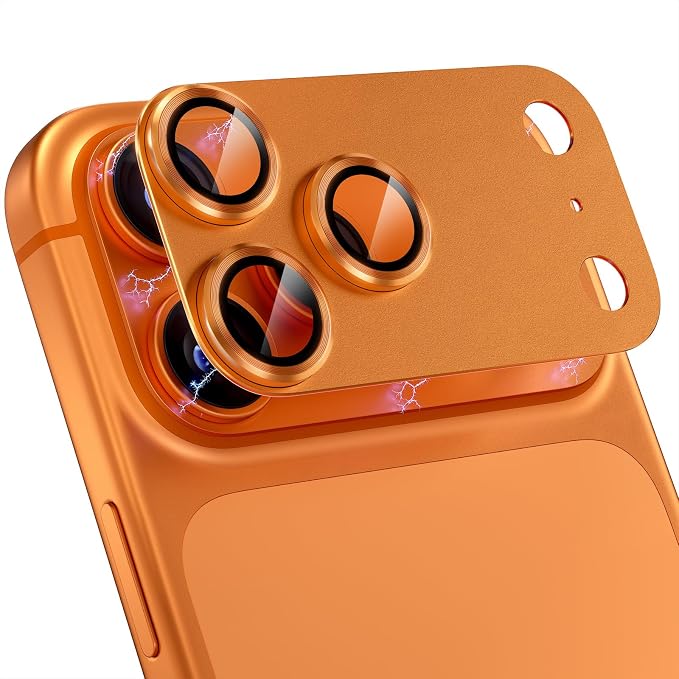 Choiche for iPhone 17 Pro Max Camera Lens Protector, Orange | Metal Camera Cover with 9H Tempered Glass Lens Screen Protector Accessories, Strong Adsorption, Case-Friendly, 6.9-inch by Choiche