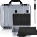 Relaxweex 1 Pcs Waterproof Hard Case with DIY Customizable Foam Insert Portable Protective Case with Knife for Camera Drones Equipments Tools Test Instruments(Gray,8.5 x 6.5 x 3.7 Inch) by Relaxweex