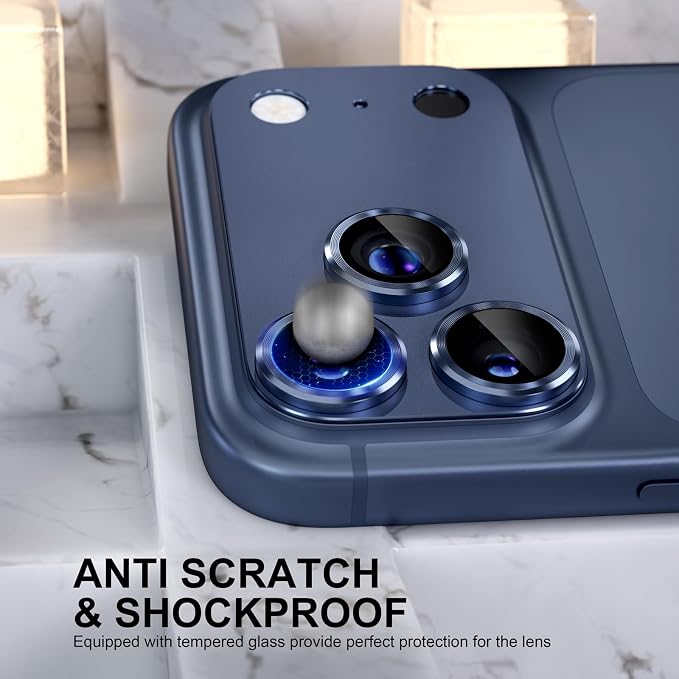 Choiche for iPhone 17 Pro Camera Lens Protector, Deep Blue | Metal Camera Cover with 9H Tempered Glass Lens Screen Protector Accessories, Strong Adsorption, Case-Friendly, 6.3-inch - Image 3