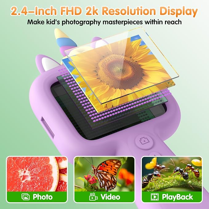 Kids Microscope, 2.4" Screen Handheld Digital Microscope 600X with 4K Camera & 8 LED Lights, Portable Pocket Microscope for Bugs Plants Nature Exploration, STEM Science Toy Gift Ages 3-12（Purple） - Image 2