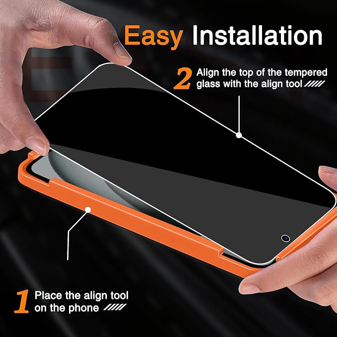 Wiaocit Tempered Glass Privacy Screen Protector for iPhone 15 Plus | 3+3 Pack, 9H Hardness, Camera Lens Protector, Installation Frame, Bubble Free, Case Friendly - Image 3