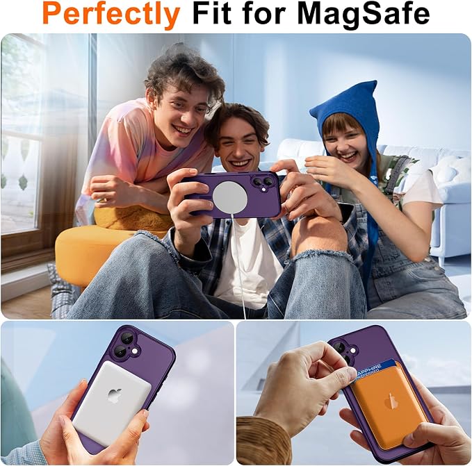 Magnetic for iPhone 17 Case with Privacy Screen Protector, Purple | Full Camera Protection, Compatible with MagSafe, Translucent Matte Shockproof Phone Cover for iPhone 17 Women Girls - Image 4
