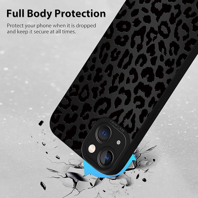 Cute Black Cheetah Print Phone Case for iPhone 13 6.1" | Aesthetic Leopard Pattern Design Cover Full Camera Lens Protective Shockproof Soft Slim TPU Funda for Men Women Girls - Image 3