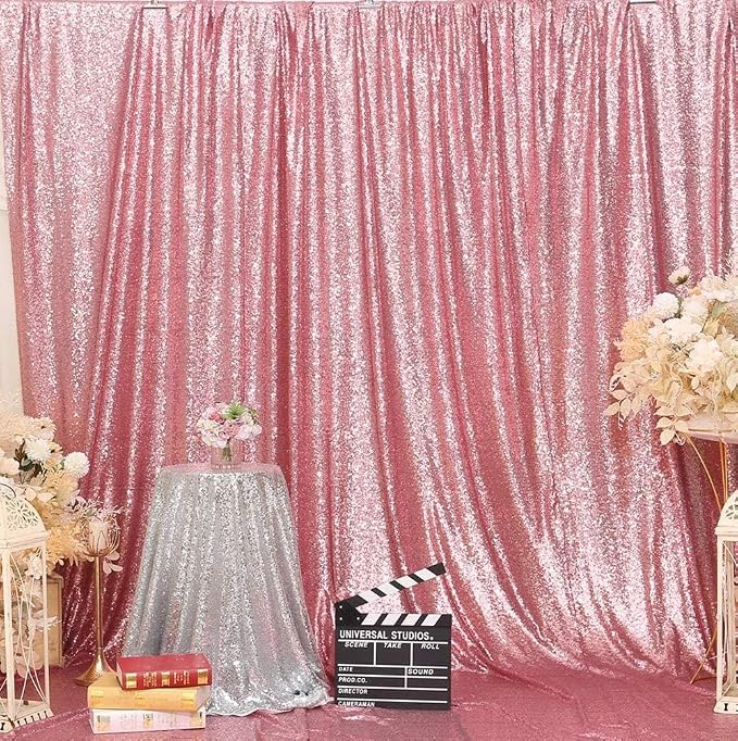 Poise3EHome 8FT x 8FT Sequin Photography Backdrop Curtain for Party Decoration, Fuchsia Pink - Image 2