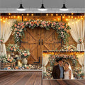 9x6ft Western Wedding Backdrop Rustic Barn Door Photography Backdrop Farmhouse Pink Flower Cabin Wooden Birthday Baby Shower Country Anniversary Bridal Party Banner Photo Booth Props Background by Mtsxfy