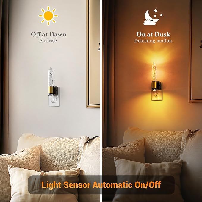 JandCase Night Light, Flameless Candle Night Lights Plug into Wall, 1 Pack | Dusk to Dawn Sensor Aesthetic Automatic Nightlight, Dimmable Amber LED Nightlights, Decorative nite light for Adults Bathroom - Image 2