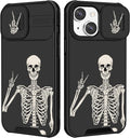 (2in1 for iPhone 12 Case Skull Skeleton for Women Cute Gothic Phone Cover Ghost Horror Design with Slide Camera Cover Protective Funny Spooky Boys Teens Cool Black Cases for iPhone12 6.1'' by Goocrux