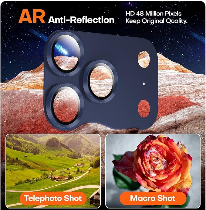 for iPhone 17 Pro Max Camera Lens Protector- Deep Blue | Aluminum Alloy, Tempered Glass Camera Cover, Nano Reinforced Adhesive, Accessories, Anti-Drop, Anti-Scratch, Case Friendly - Image 4