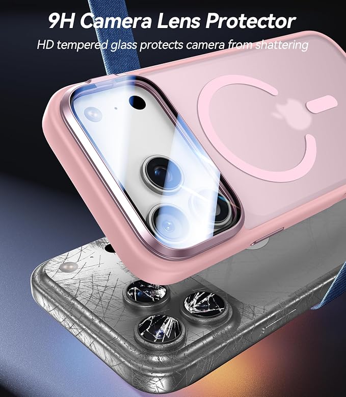 VOFATA [Upgraded Full Camera Protection] for iPhone 17 Pro Case with Camera Cover Stand [Fit for MagSafe][10FT Mil-Grade Protection] Translucent Magnetic iPhone 17 Pro Phone Case, Pink - Image 2