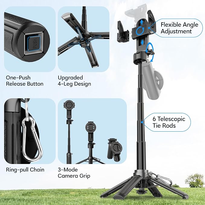 14.5" Mini Magnetic Tripod for iPhone with Light, Selfie Stick with Remote for MagSafe, Portable Pocket Size Selfie Stick, Small/Compact Cell Phone Tripod Stand for Recording, Travel Vlogging-Black - Image 5