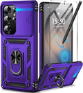 Taisairu for Samsung Galaxy S26 Ultra Case with Screen Protector & Slide Camera Lens Cover, Built-in Magnetic Ring Stand Shockproof Protective Phone Case for Samsung S26 Ultra Case (Purple) by Taisairu