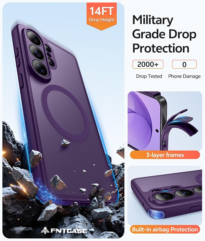 FNTCASE for Samsung Galaxy S26 Ultra Case, Compatible with Magsafe Purple | Screen Protector, Full Camera Protection, Translucent Matte, 14FT Military Grade Drop Proof, Protective Phone Cover - Image 5