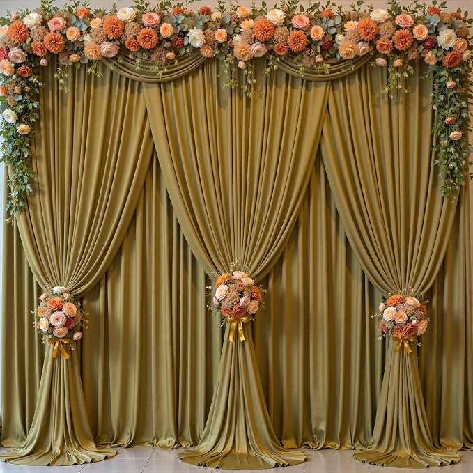 Brown Backdrop Curtains-Wrinkle-Free Polyester Photography Drapes Party Curtain Background for Baby Shower Wedding Decorations- 24 X10FT (Brown) - Image 3