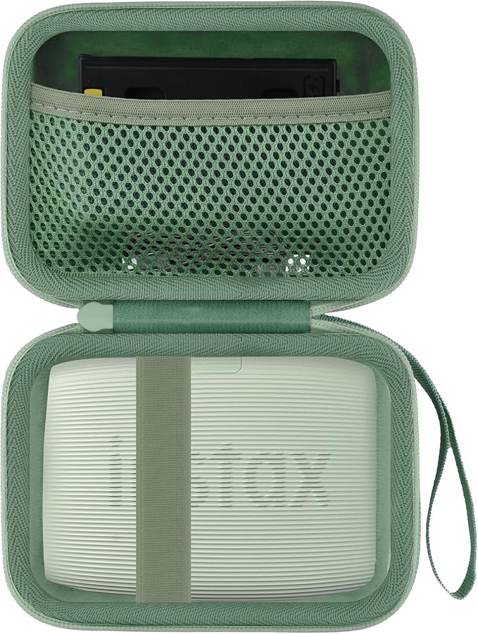 Hard Travel Case for Fujifilm Instax Mini Link+ & Link 3/2 Printer | Shockproof, With Handle, Hard Shell Exterior, Storage Compartment, Portable Carrying Box, Sage Green Case by Flaxune