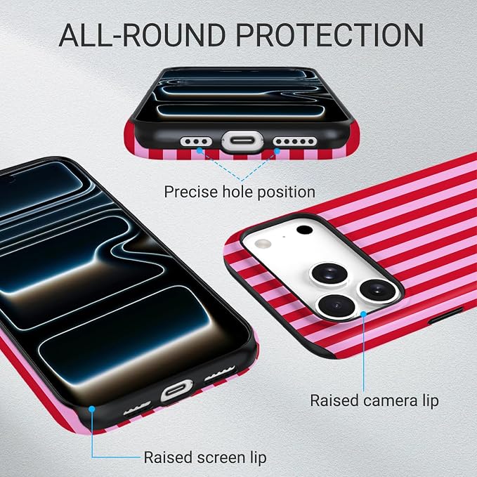 TPU Phone Case for iPhone 17 Pro, MagSafe Wireless Charging Compatible, Shockproof Slim Fit Protective Cover with Anti-Yellowing & Raised Camera Protection (Stripes 4, iPhone 17 Pro(6.3")) - Image 3