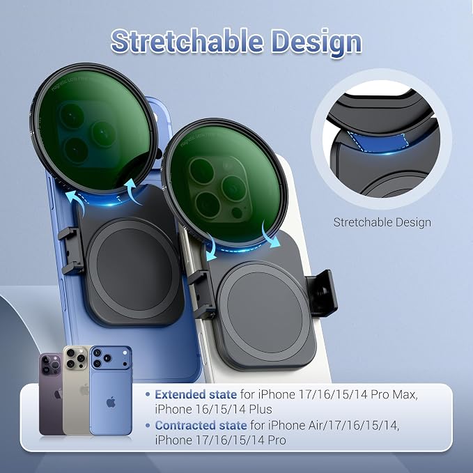 JJC 67mm CPL Filter for iPhone, Lens Mount Adapter with Polarizing Filter | Magnetic Lens Attachment for iPhone Air 17 16 15 14 Pro Max Plus, with 1/4" Screw & Cold Shoe, Ideal for Vlog/Video/Photo - Image 2