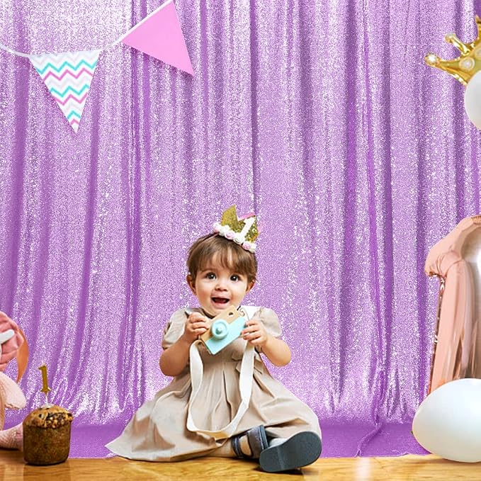 SquarePie 6x8ft Lavender Sequin Backdrop, High Density Non-Transparent Glitter Curtain for Photography, Birthday, Wedding Party Decorations, Thick Solid Background with 4" Rod Pocket, 1 Panel - Image 7