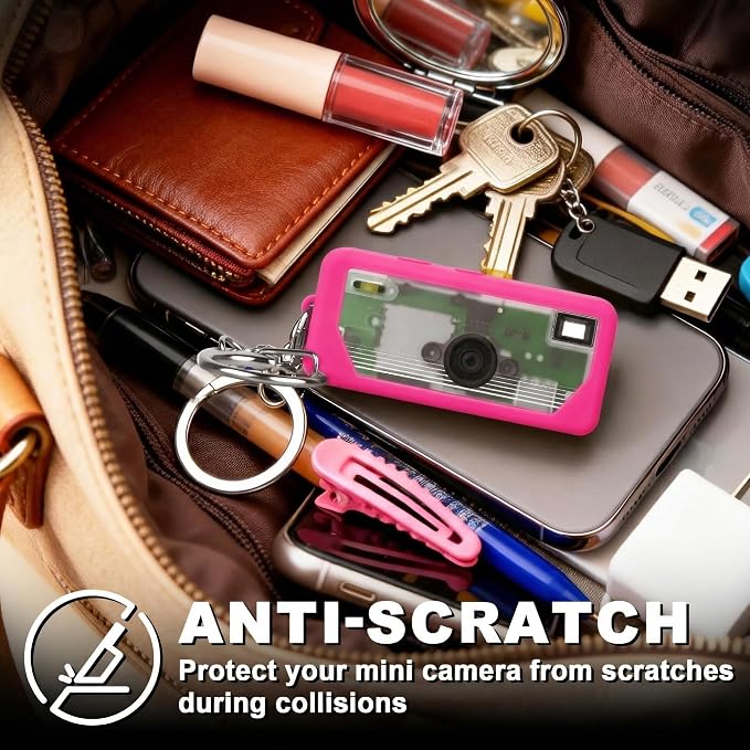 Silicone Case for Kodak CHARMERA Millennium Keychain Mini Digicam Blind Box | Soft Keychain Camera Sleeve, Precise Cutouts, Case-On Charging & SD Card Access, For Collectors & Daily Carry, Magenta - Image 6