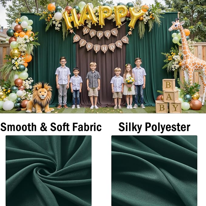 10ftx10ft Hunter Green Backdrop Curtains for Parties, Wrinkle Free 2 Panels Silky Polyester Photo Backdrop Drapes Back Drop Cloth Drapery for Wedding Birthday Photography Background - Image 4