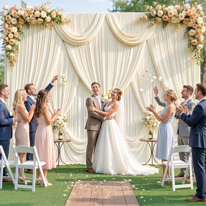 4 Panels Champagne Backdrop Curtain for Parties Wedding Baby Shower Wrinkle Free Photo Curtains Backdrop Drapes Fabric Decoration for Bridal Shower 20ft(W) x 10ft(H) - Image 3