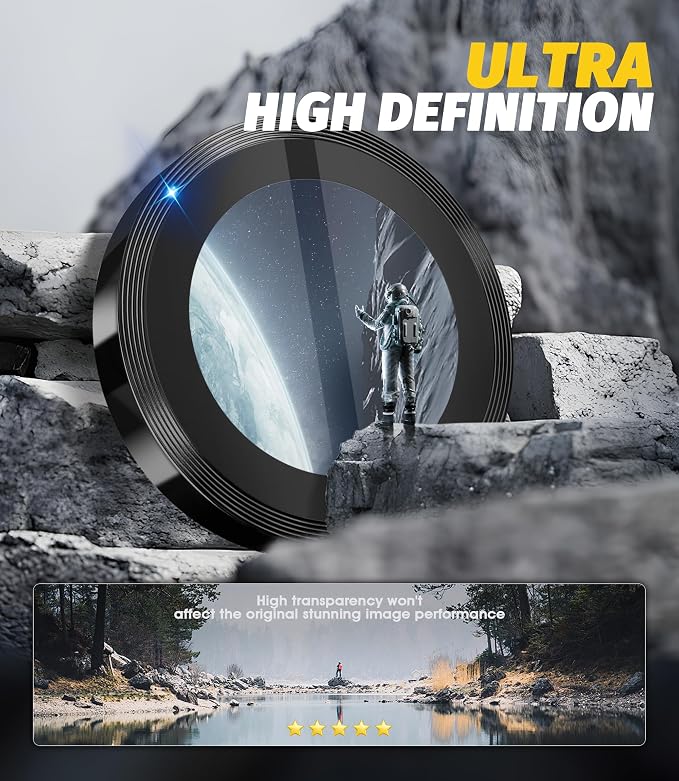 Orzero (2 Sets Camera Lens Protector for Samsung Galaxy Z Flip 8/Flip 7, [EZ Install] [Case-Friendly] 9H Tempered Glass CD Pattern Lens Cover, Military-Grade Shockproof, HD Clarity Anti-Glare - Black - Image 4