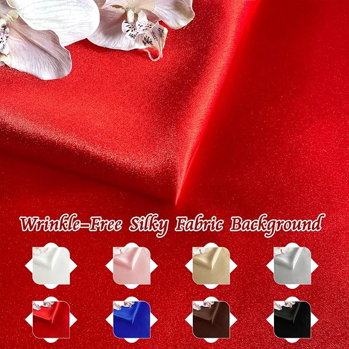 RUDONG M Satin Photography Backdrop, Red, 3.3x2.5ft | Wrinkle-Free, Silky Fabric, For Jewelry/Cosmetics/Flat Lay/Studio, 100x75cm - Image 6