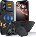 TOCOL for iPhone 16 Pro Max Case with Slide Camera Cover, Kickstand and Camera Control Button, Fit for MagSafe, Rugged Solid Phone Case, Non-Slip, Drop Protection, Space Black by TOCOL