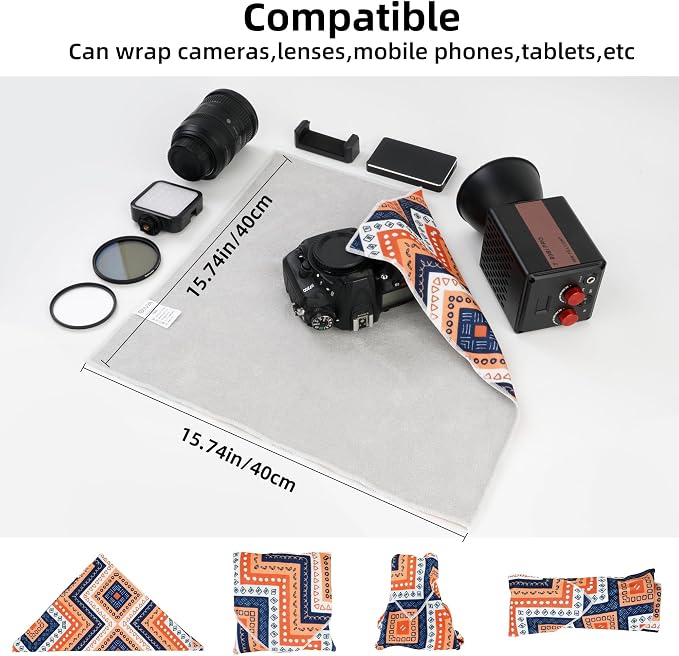Camera Wrap, Protective Wrap Anti-Scratch Lens pouche, Magic Self-Adhesive Cloth, Universal Storage Cloth for DSLR, Smartphones, Laptops, electronics,Cosmetic,whatever you need to protect - Image 5