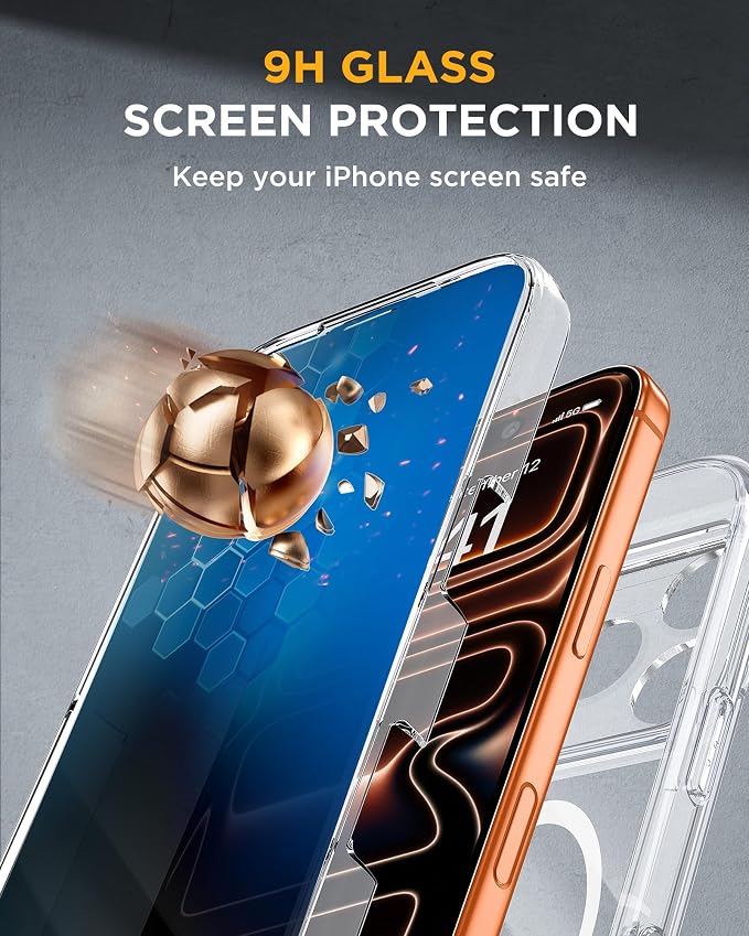 miracase for iPhone 17 Pro Privacy Series Case, Magsafe, Clear | Built-in Privacy Screen Protector | 360° Full Protection | Colored Bezel & Clear Back | Shock-Absorbent | 6,3 Inch - Image 4